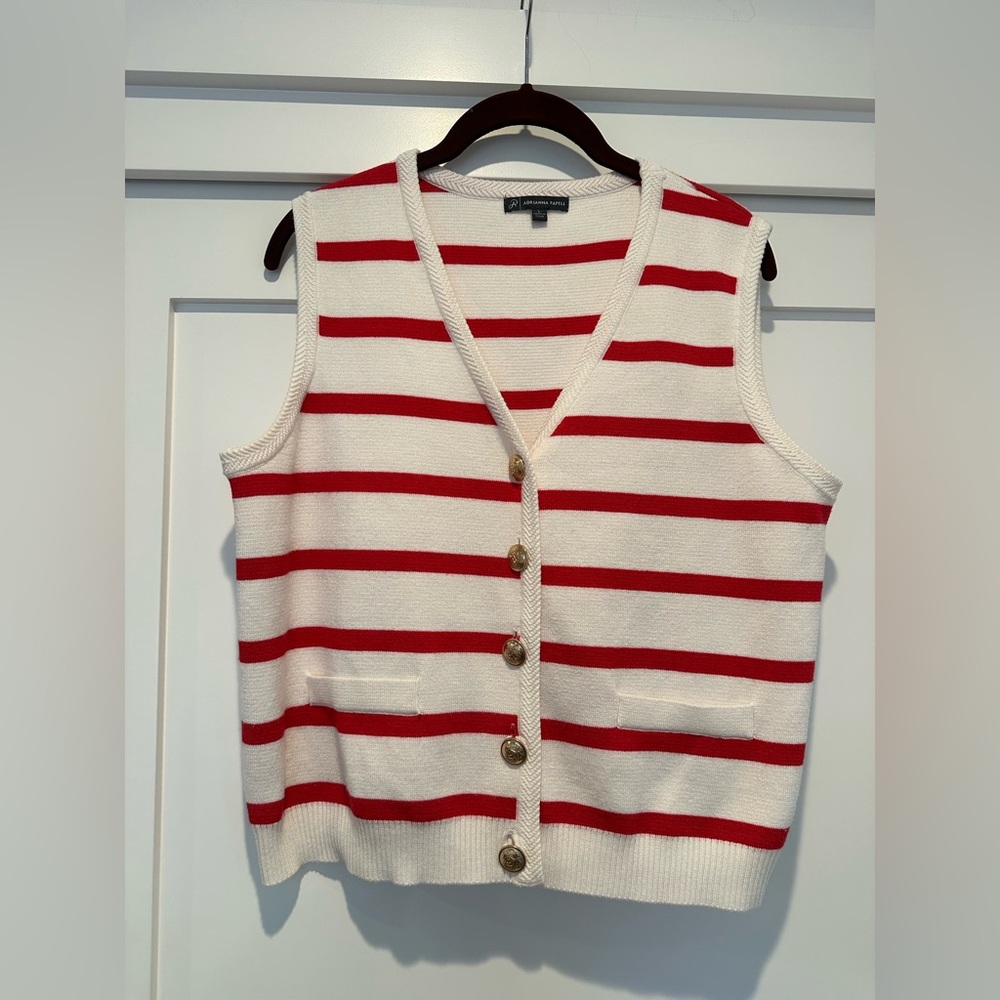 Red and White Striped Button-Up